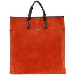 LOEWE Tote Bag Red Brown Anagram Suede Leather Handbag A4 Unisex