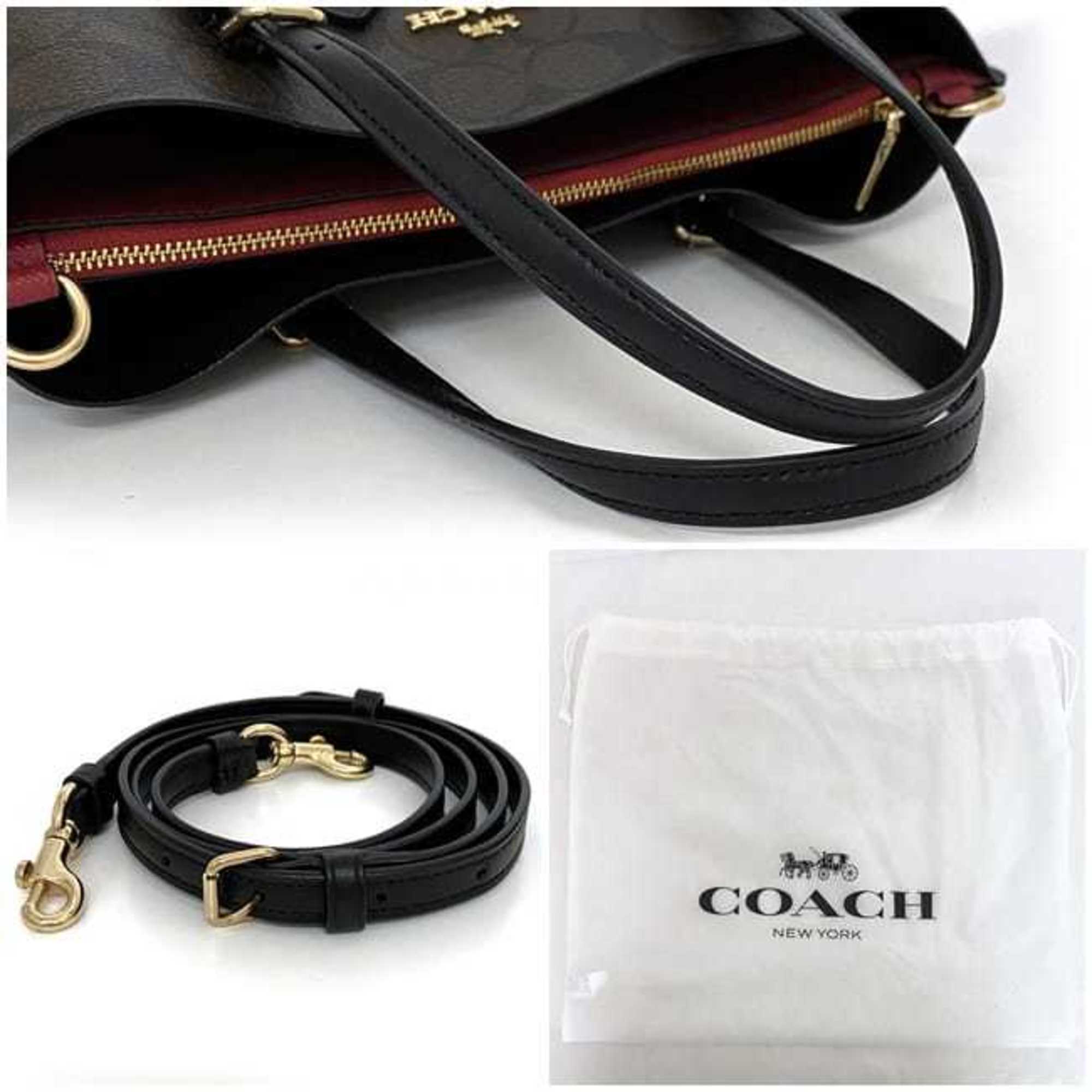 Coach 2-way bag brown red signature C4250 handbag PVC leather COACH freestanding shoulder for women