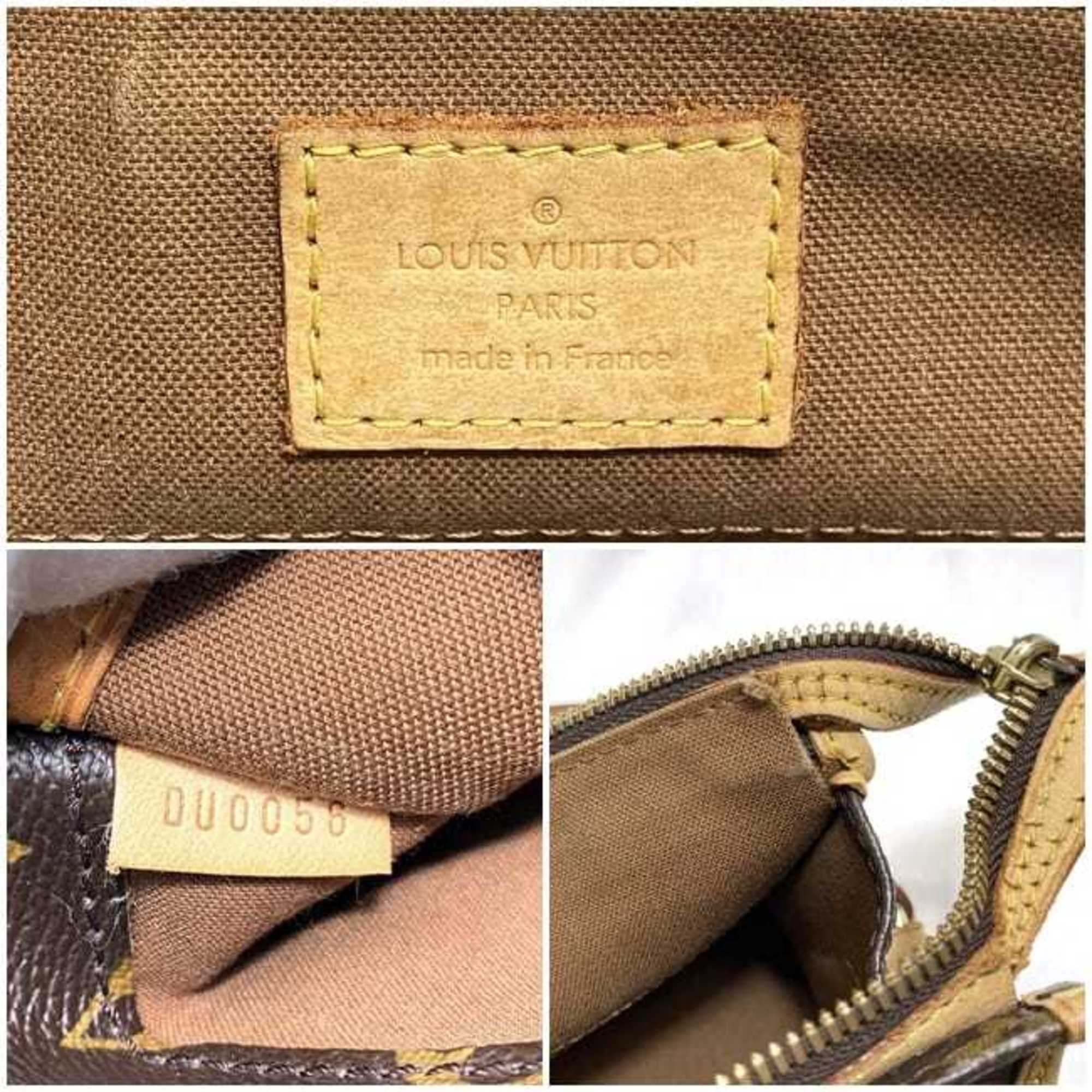 Louis Vuitton Shoulder Bag Popincourt Long Brown Beige Monogram M40008 Canvas Tanned Leather DU0056 LOUIS VUITTON Crossbody Freestanding