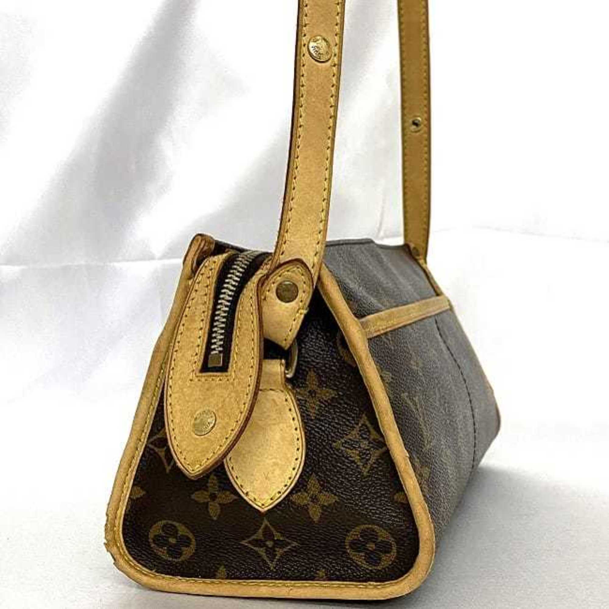 Louis Vuitton Shoulder Bag Popincourt Long Brown Beige Monogram M40008 Canvas Tanned Leather DU0056 LOUIS VUITTON Crossbody Freestanding