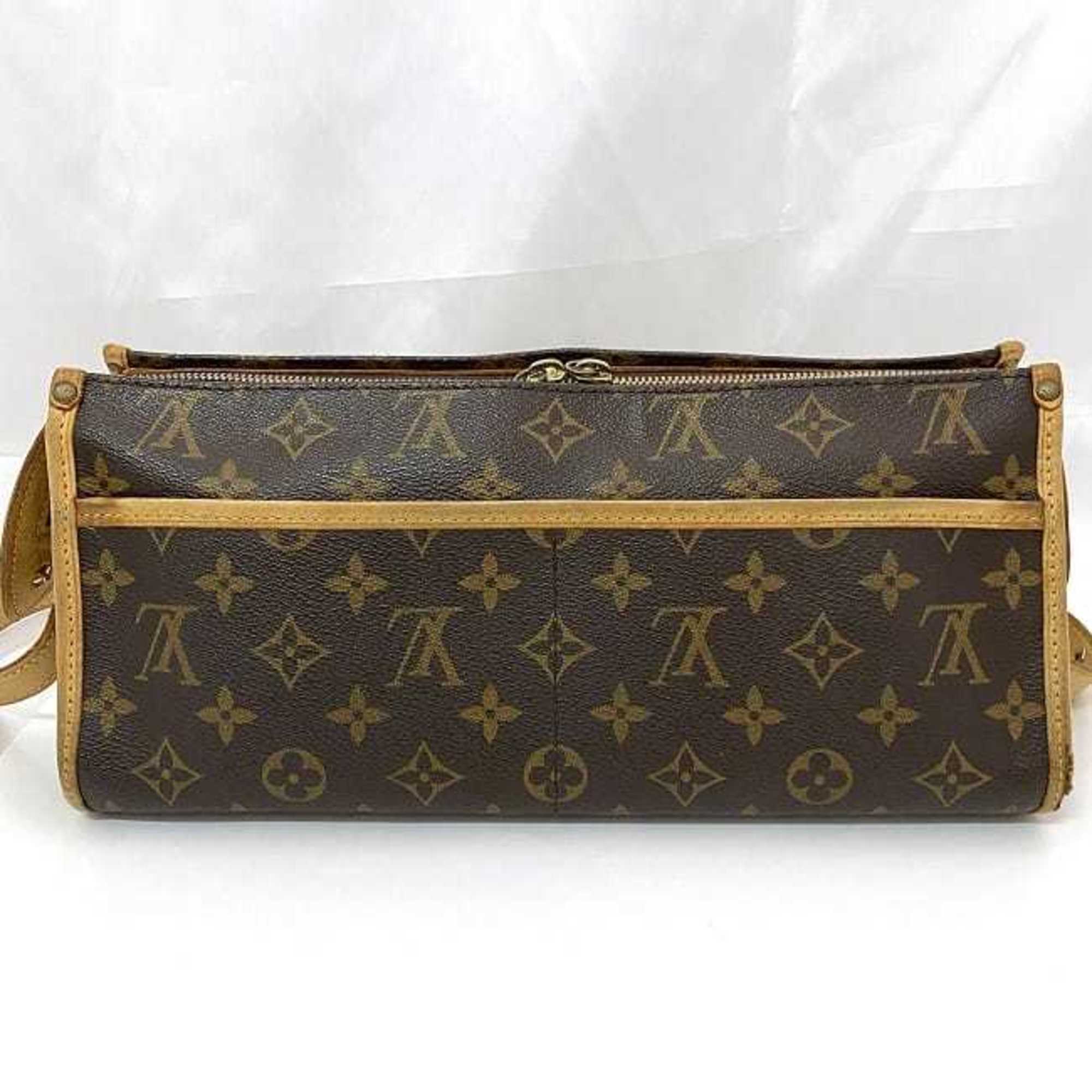 Louis Vuitton Shoulder Bag Popincourt Long Brown Beige Monogram M40008 Canvas Tanned Leather DU0056 LOUIS VUITTON Crossbody Freestanding