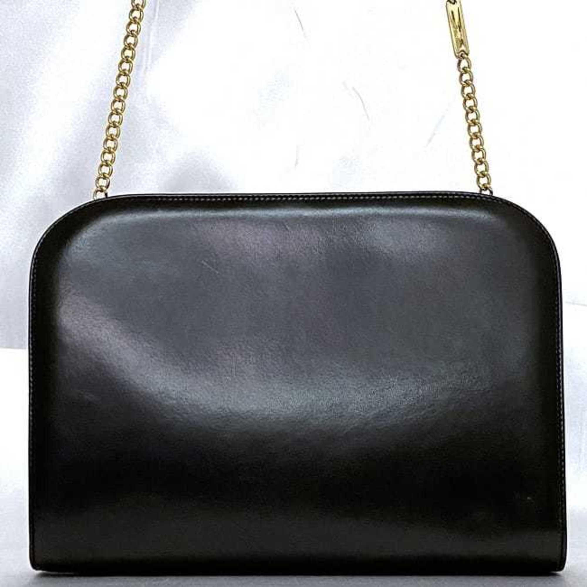 Salvatore Ferragamo Chain Shoulder Bag Black Gancini 21 0587/40 GP Leather P21 05 87