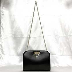 Salvatore Ferragamo Chain Shoulder Bag Black Gancini 21 0587/40 GP Leather P21 05 87