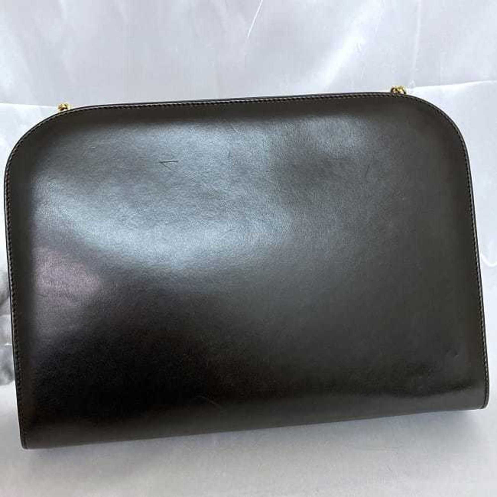 Salvatore Ferragamo Chain Shoulder Bag Black Gancini 21 0587/40 GP Leather P21 05 87