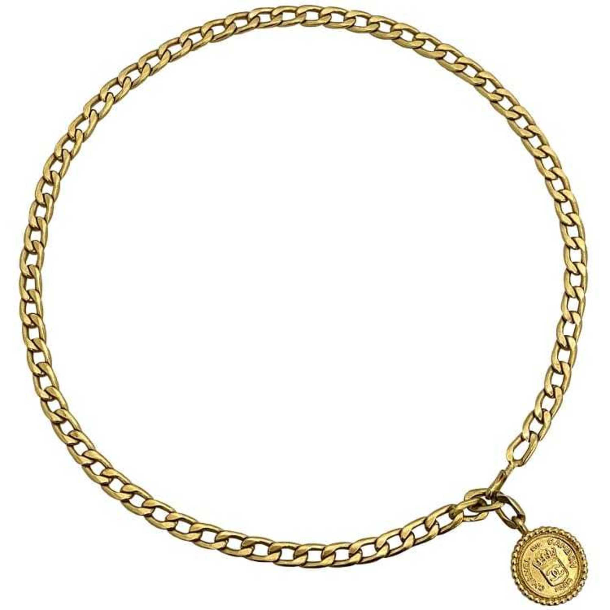 Chanel Chain Belt Gold Coco Mark Coin GP CHANEL Long Waist up to 83cm Free Size Women Men Buckle