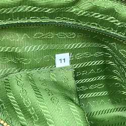 Prada Clutch Bag Pink Green Raffia Crockett BP0515 Handbag Straw PRADA Triangle Women's Compact