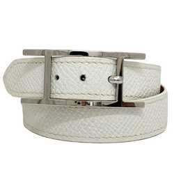 Hermes Bracelet B-Api White Leather Togo □K Engraved HERMES Women's