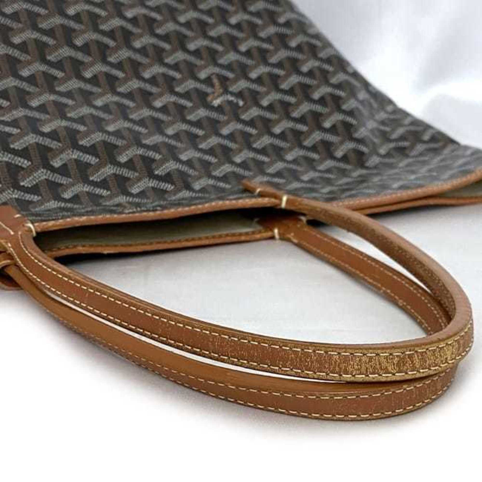 Goyard Tote Bag Saint Louis GM Brown f-20987 BAL 020101 Coated Canvas Chevroche Calfskin Linen Cotton GOYARD Black Unisex