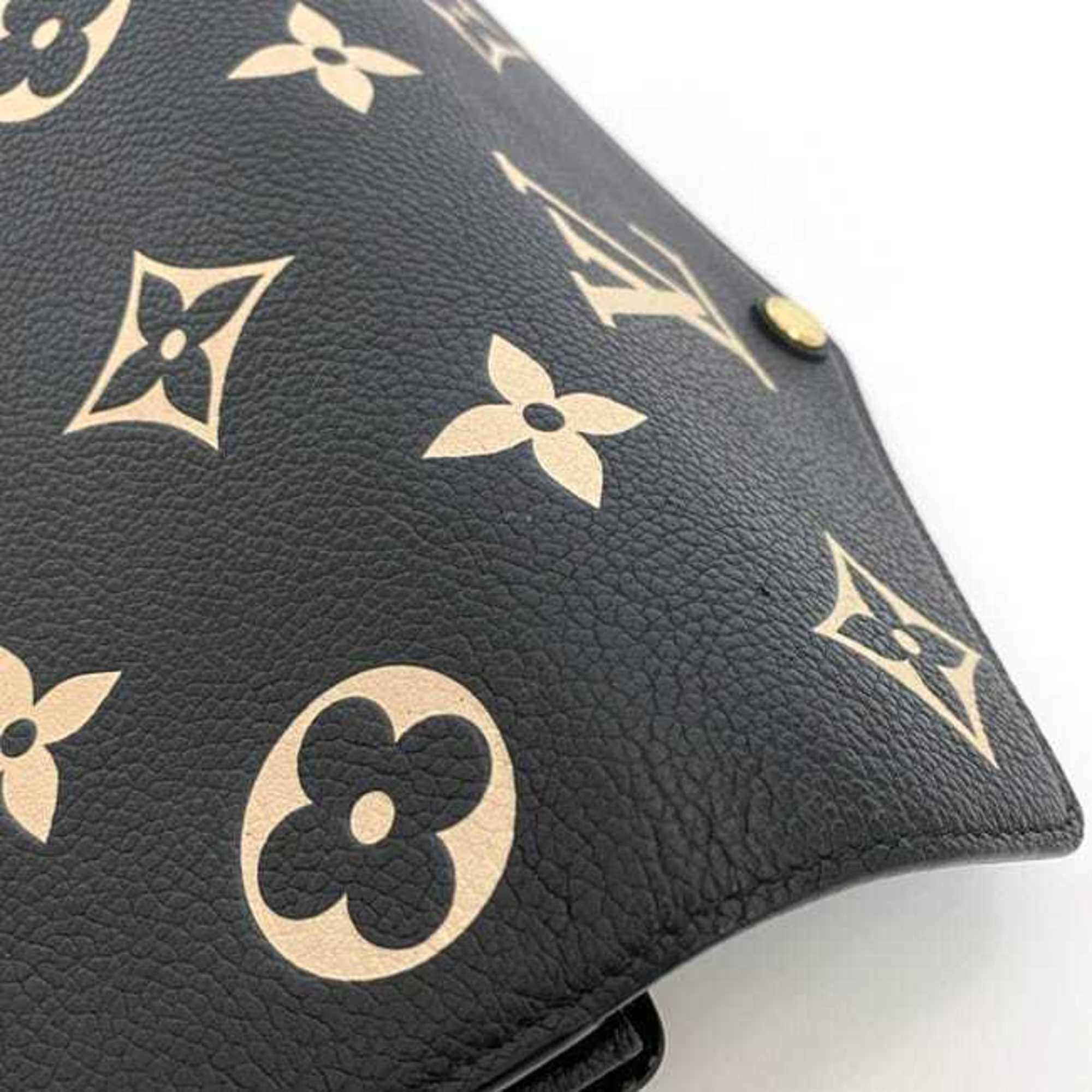 Louis Vuitton Bi-fold Long Wallet Portefeuille Sarah Black Beige Monogram Empreinte M80496 Leather IC Tag Reactive LOUIS VUITTON Flap Unisex