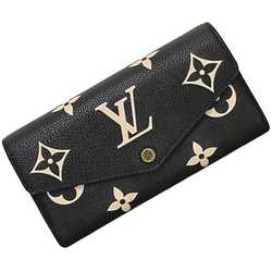 Louis Vuitton Bi-fold Long Wallet Portefeuille Sarah Black Beige Monogram Empreinte M80496 Leather IC Tag Reactive LOUIS VUITTON Flap Unisex