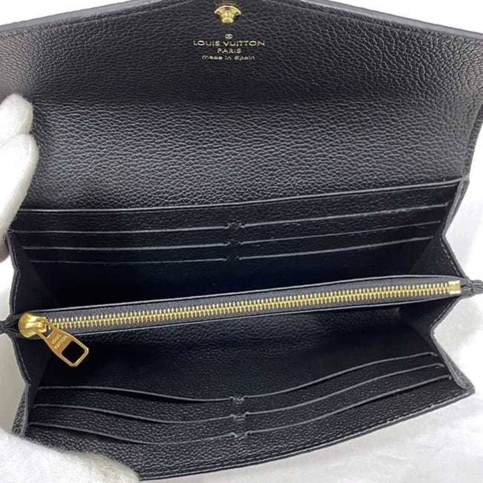 Louis Vuitton Bi-fold Long Wallet Portefeuille Sarah Black Beige Monogram Empreinte M80496 Leather IC Tag Reactive LOUIS VUITTON Flap Unisex