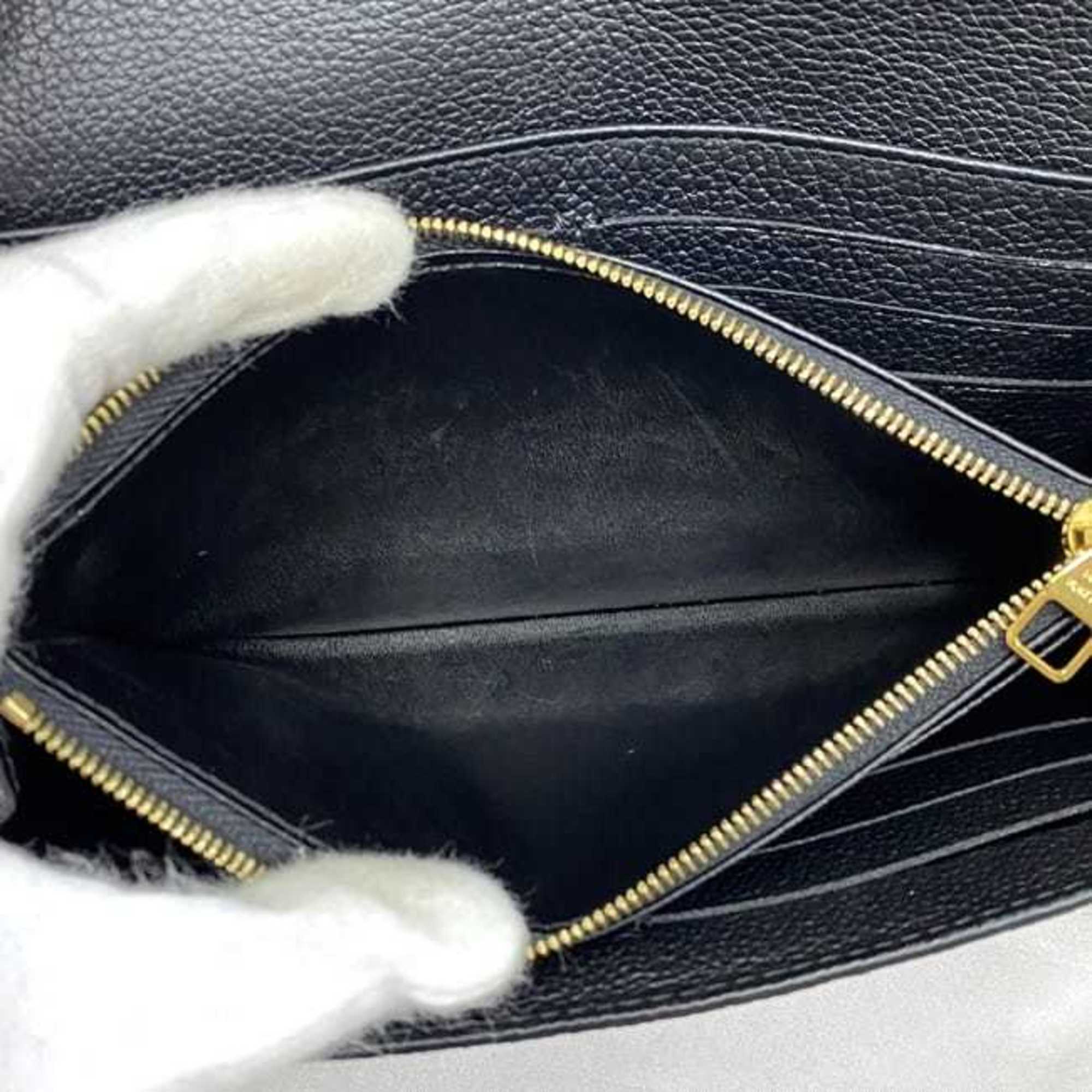 Louis Vuitton Bi-fold Long Wallet Portefeuille Sarah Black Beige Monogram Empreinte M80496 Leather IC Tag Reactive LOUIS VUITTON Flap Unisex