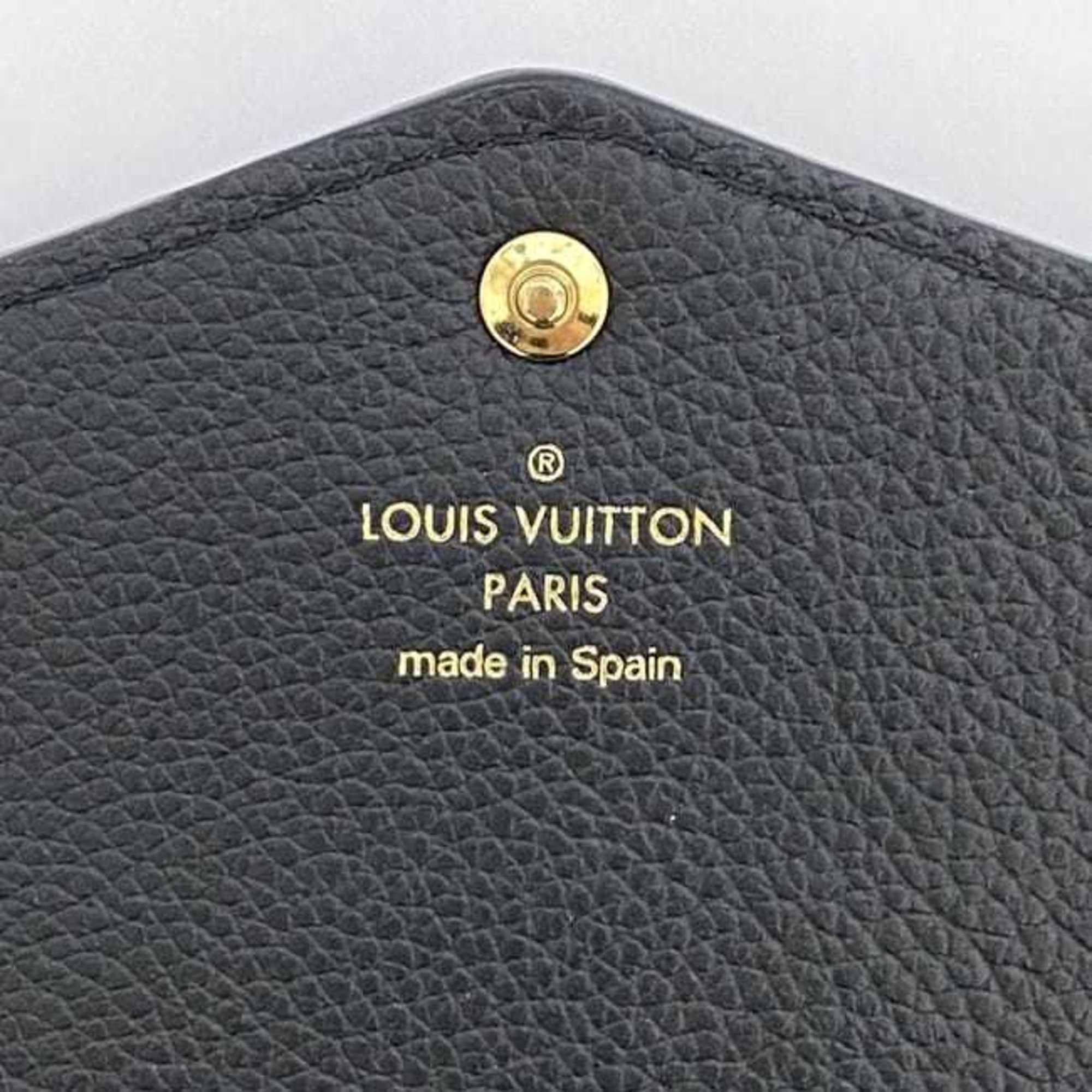 Louis Vuitton Bi-fold Long Wallet Portefeuille Sarah Black Beige Monogram Empreinte M80496 Leather IC Tag Reactive LOUIS VUITTON Flap Unisex