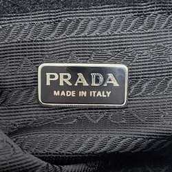 Prada pouch black velour PRADA Velcro triangle plate compact ladies