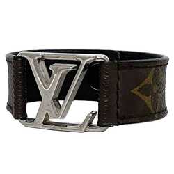 Louis Vuitton Bracelet Hockenheim Brown Black Monogram Macassar M6141 Canvas Leather Metal BC1167 LOUIS VUITTON LV Bangle