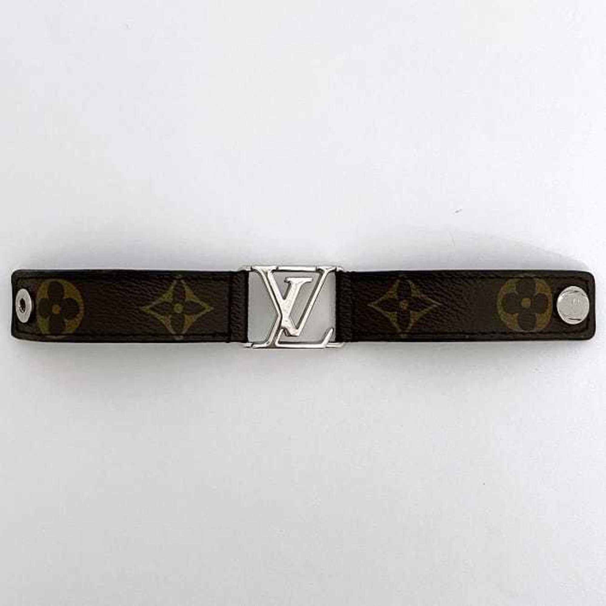 Louis Vuitton Bracelet Hockenheim Brown Black Monogram Macassar M6141 Canvas Leather Metal BC1167 LOUIS VUITTON LV Bangle