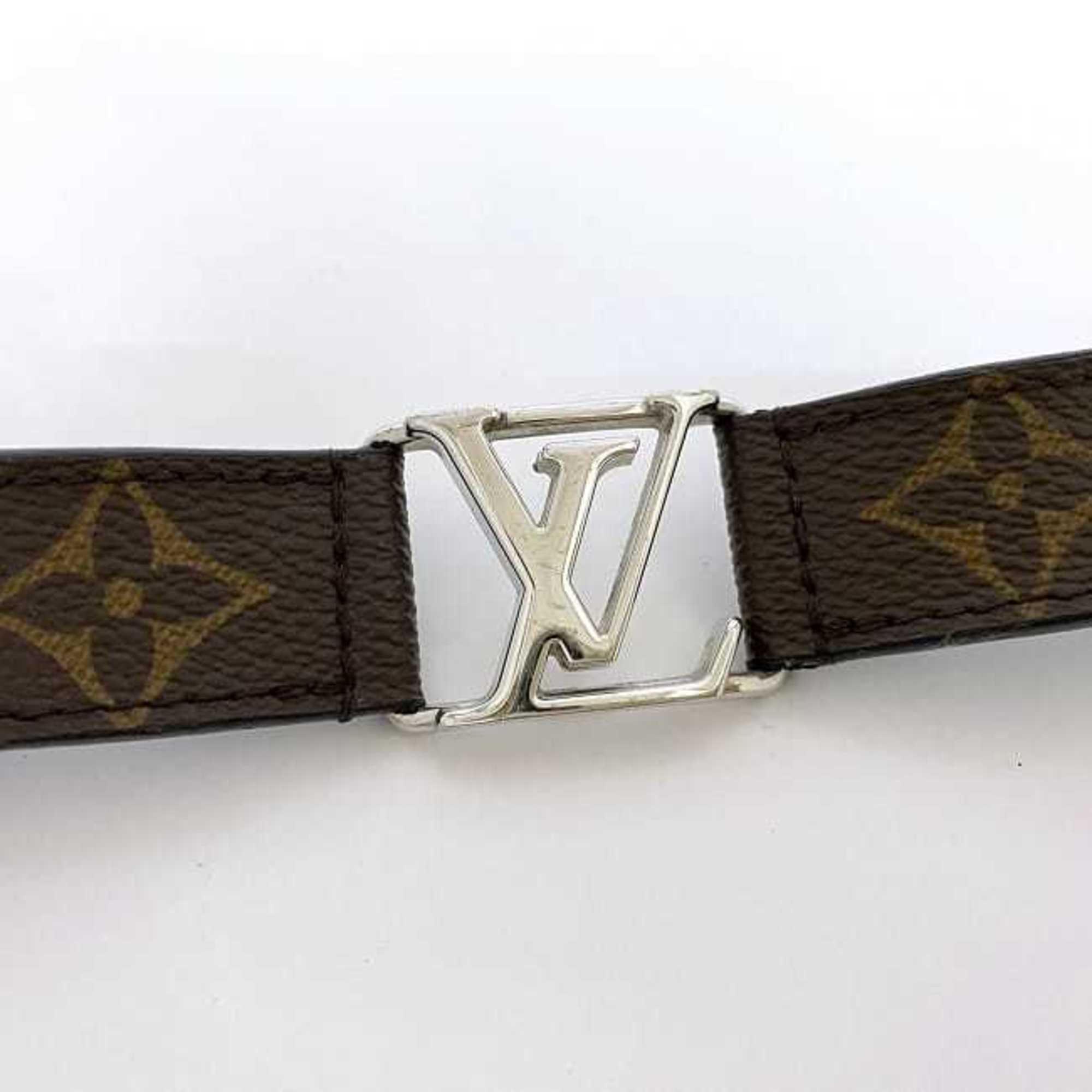 Louis Vuitton Bracelet Hockenheim Brown Black Monogram Macassar M6141 Canvas Leather Metal BC1167 LOUIS VUITTON LV Bangle