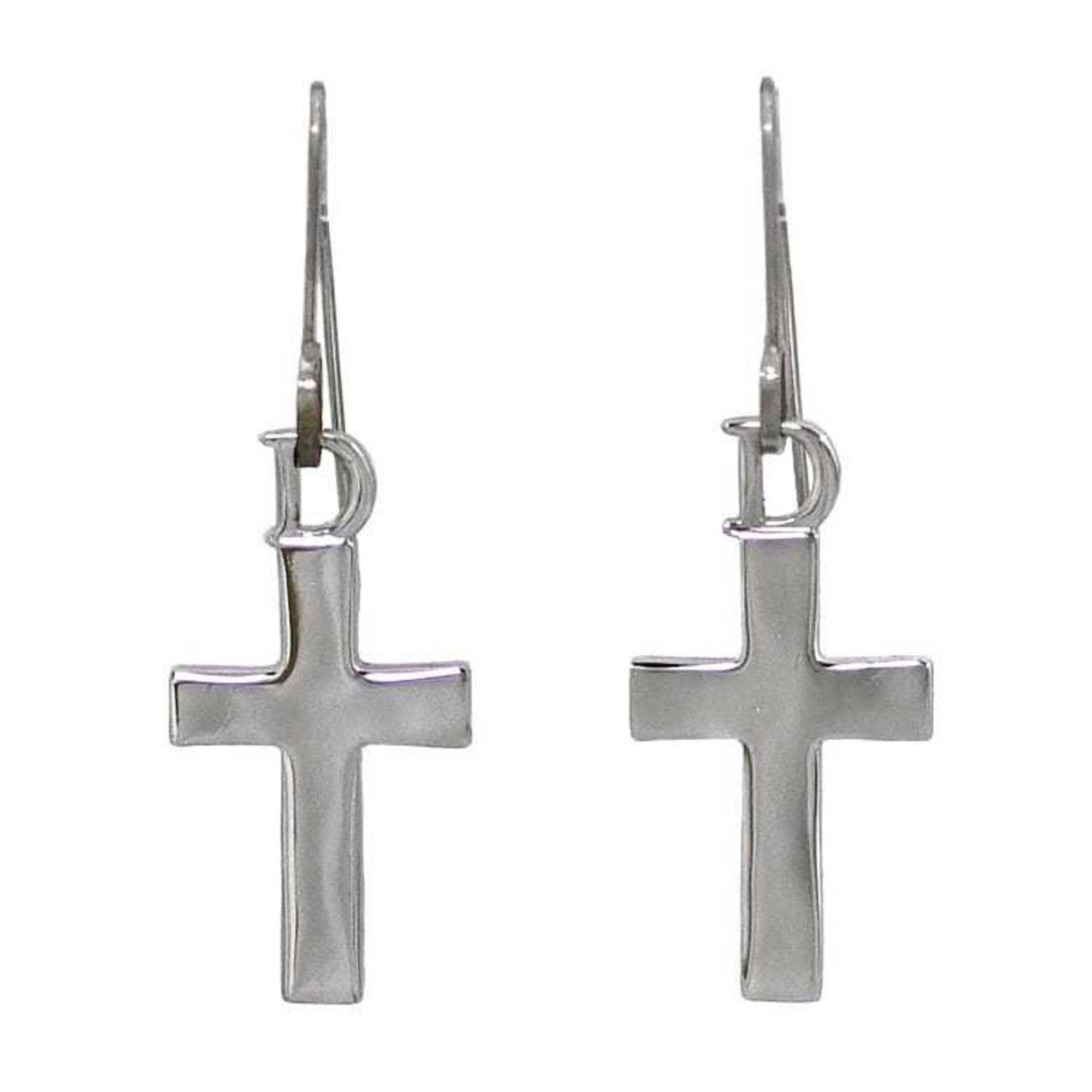 Christian Dior Cross Earrings Silver Metal Women's