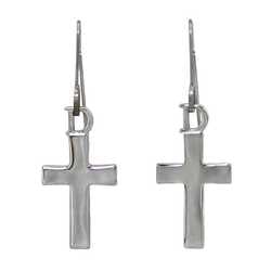 Christian Dior Cross Earrings Silver Metal Women's