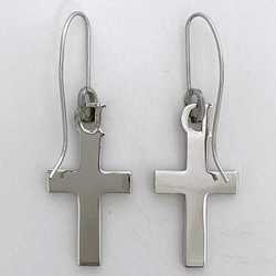 Christian Dior Cross Earrings Silver Metal Women's