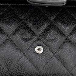 Chanel Bi-fold Long Wallet Black Matelasse AP0241 Leather Caviar Skin 28376574 CHANEL Coco Mark Flap Quilting Women's