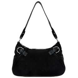 Salvatore Ferragamo Bag Black Gancini Nylon Leather AU-21 4436 Women's