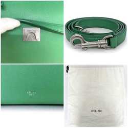 Celine 2-way bag belt green 189153 shoulder calf leather CELINE handbag flap ladies