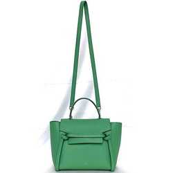 Celine 2-way bag belt green 189153 shoulder calf leather CELINE handbag flap ladies