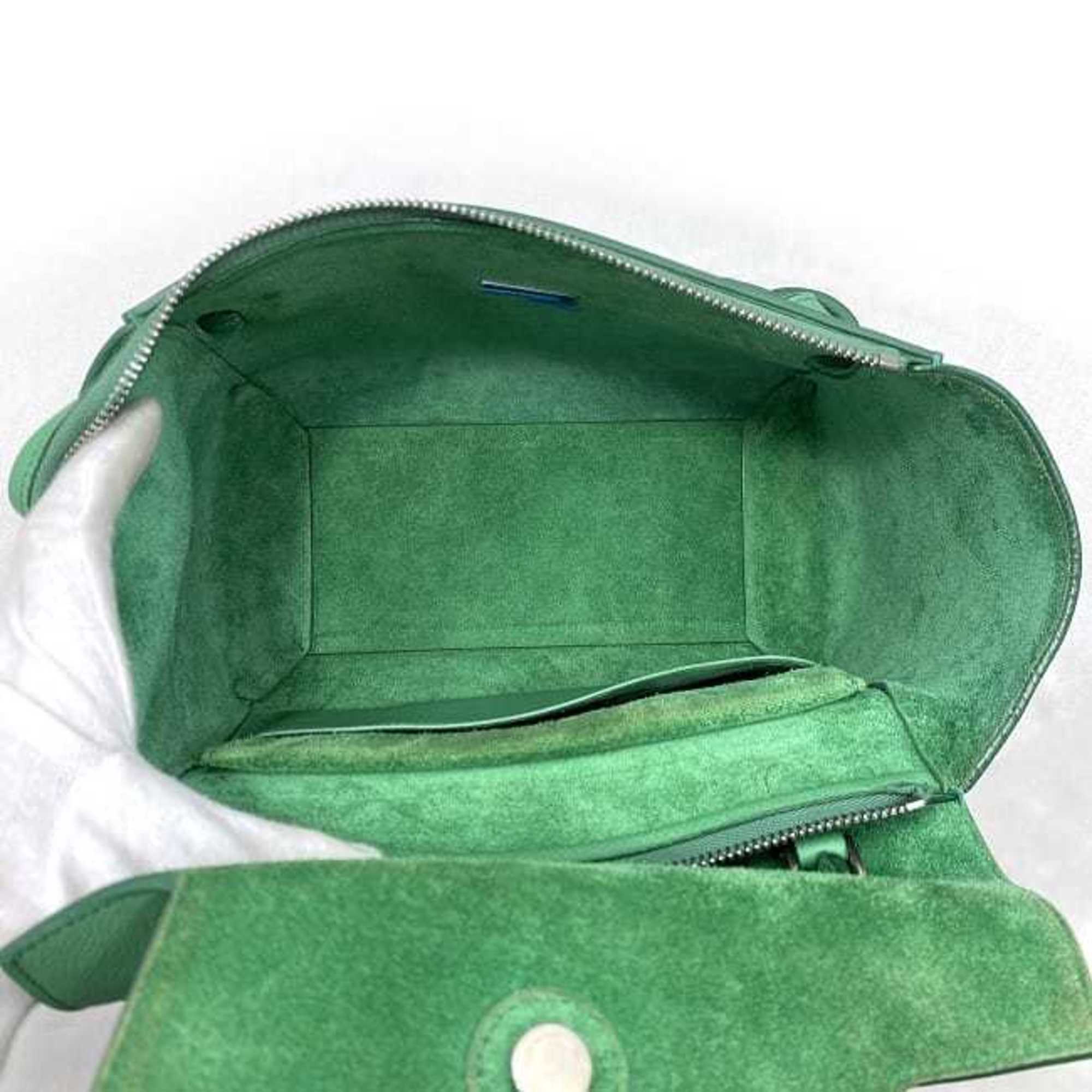 Celine 2-way bag belt green 189153 shoulder calf leather CELINE handbag flap ladies