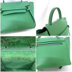 Celine 2-way bag belt green 189153 shoulder calf leather CELINE handbag flap ladies