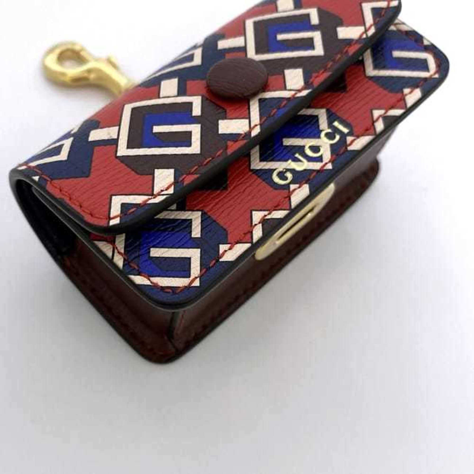 Gucci Air Pods Case Red Purple Geometric Earphone Cover PVC Leather GUCCI GG Pattern Strap Women Men Accessories