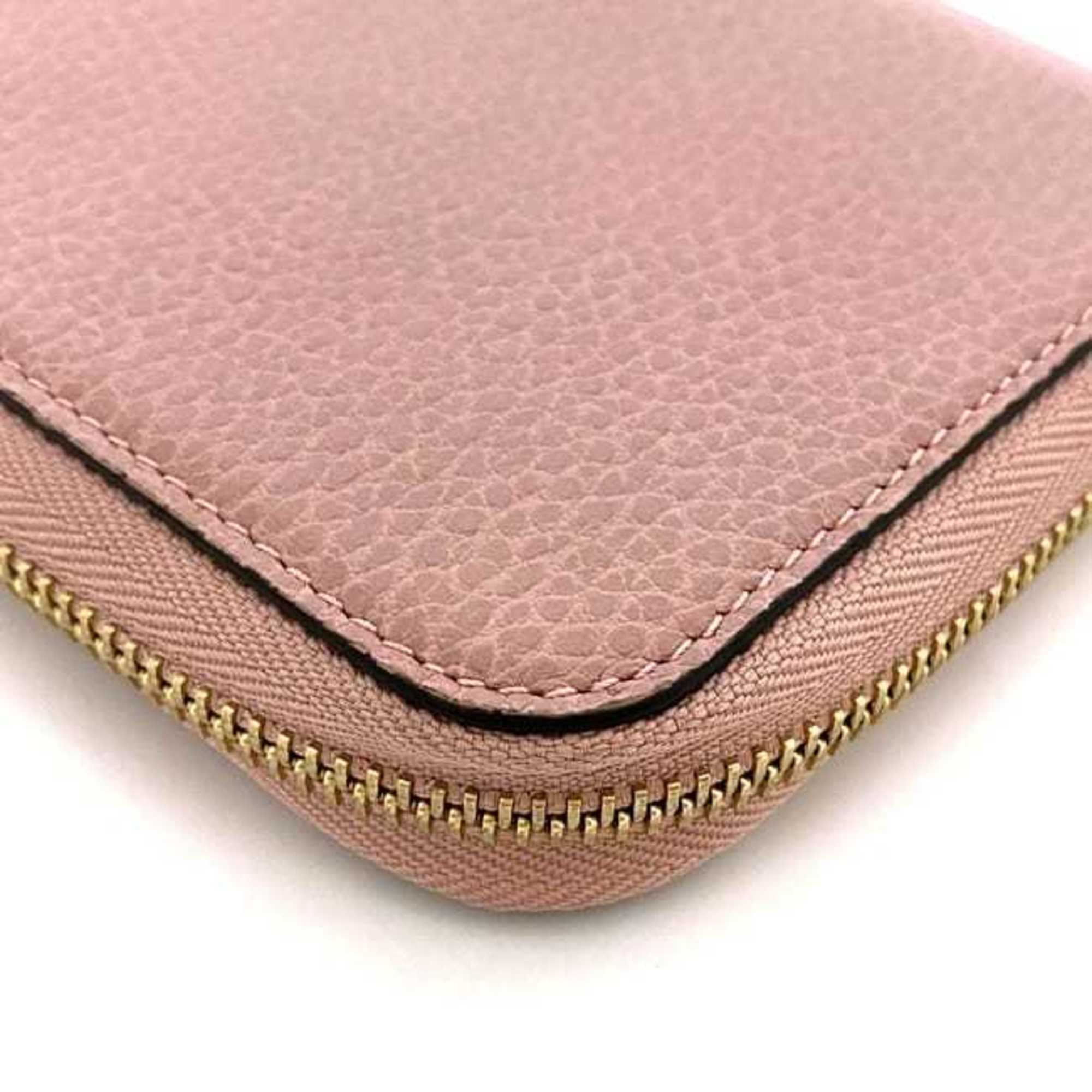 Gucci Round Long Wallet Pink Interlocking 449347 Leather GUCCI GG Women's Card