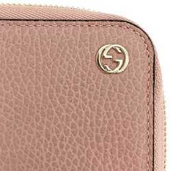 Gucci Round Long Wallet Pink Interlocking 449347 Leather GUCCI GG Women's Card