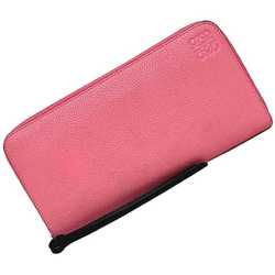 LOEWE Round Long Wallet Pink Anagram Leather Women's Card One Color