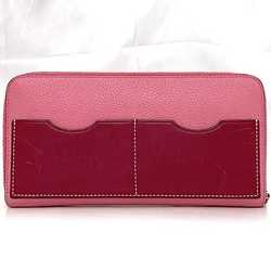 LOEWE Round Long Wallet Pink Anagram Leather Women's Card One Color