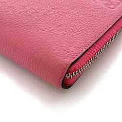 LOEWE Round Long Wallet Pink Anagram Leather Women's Card One Color