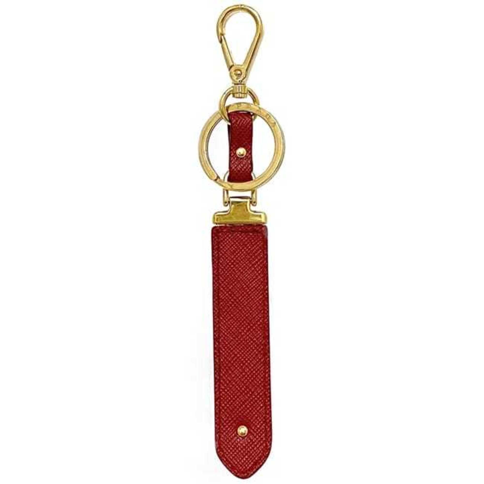 Prada Key Ring Red Saffiano 1PP067 Leather GP PRADA Holder Bag Charm Women's Accessory Accent Presence