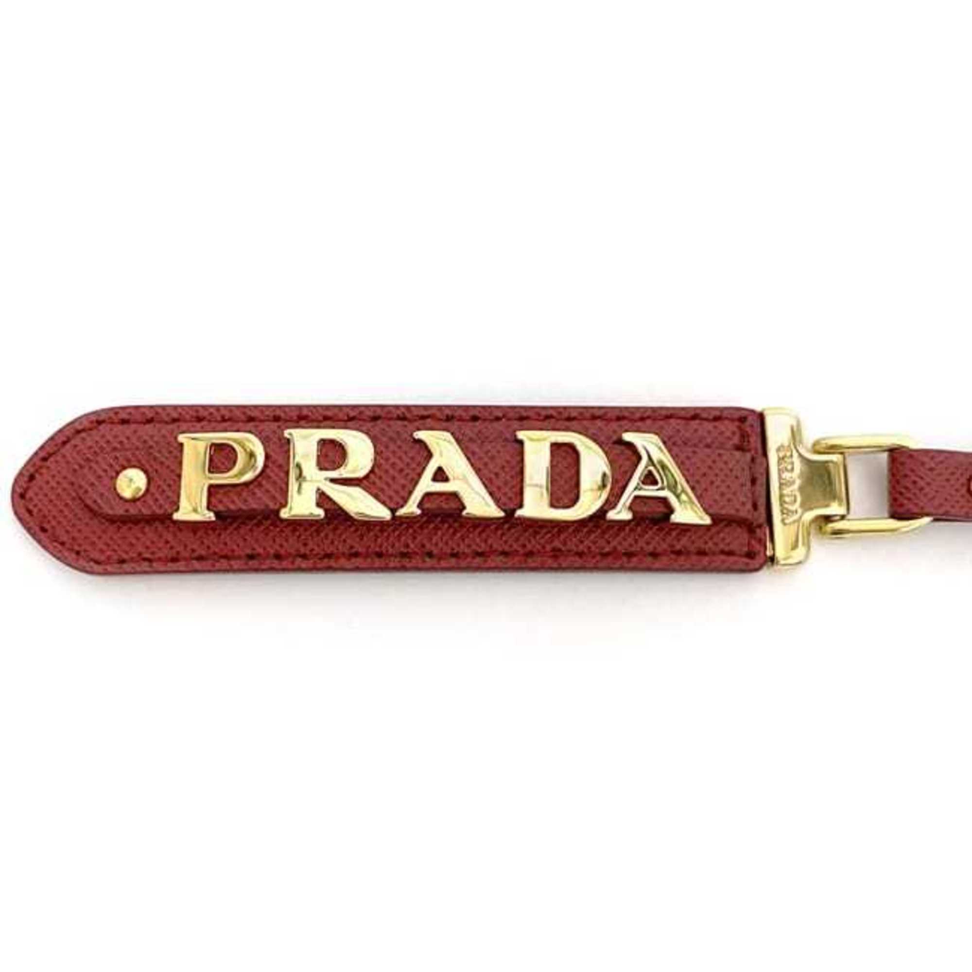 Prada Key Ring Red Saffiano 1PP067 Leather GP PRADA Holder Bag Charm Women's Accessory Accent Presence