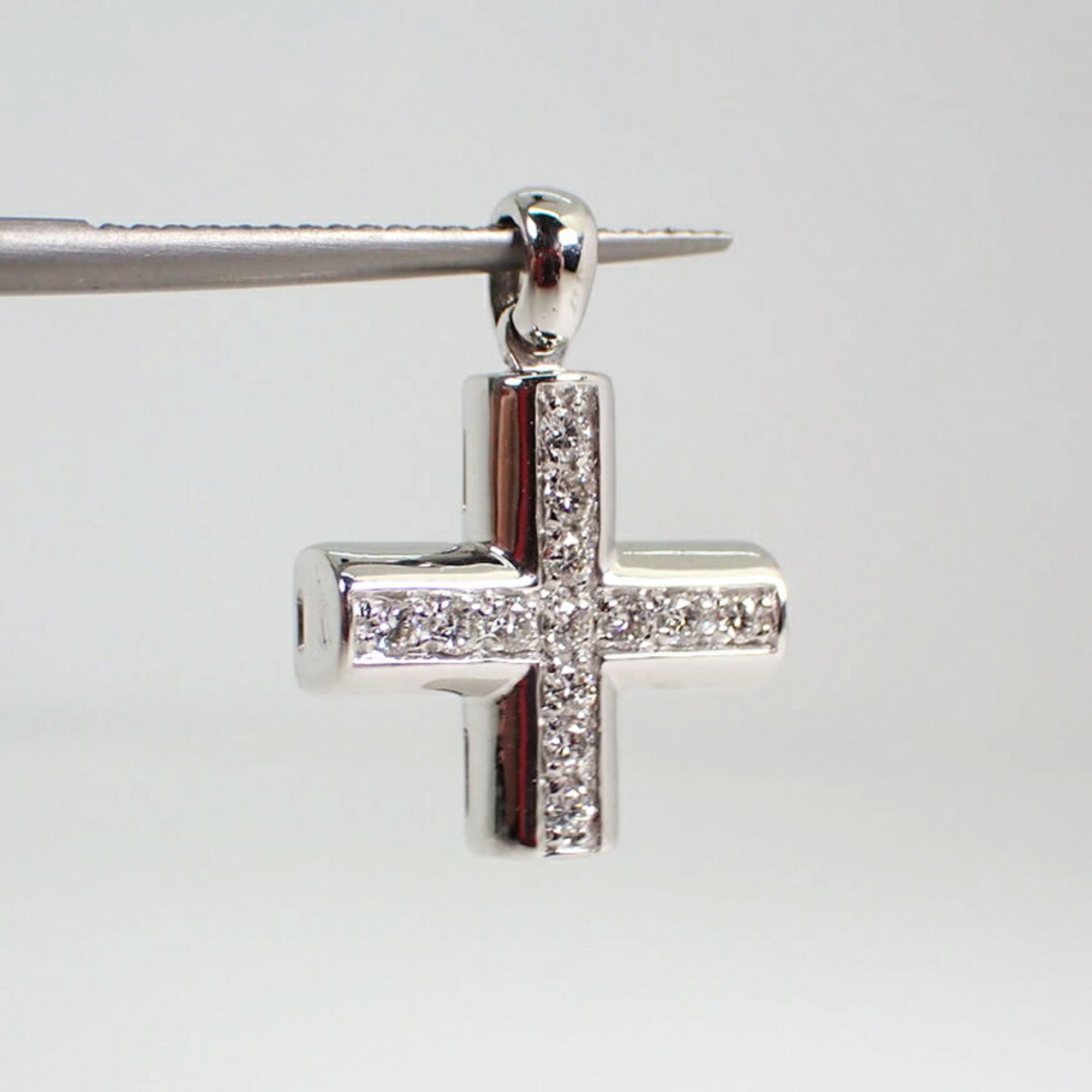 BVLGARI Bulgari 750WG Diamond Latin Cross Pendant Top