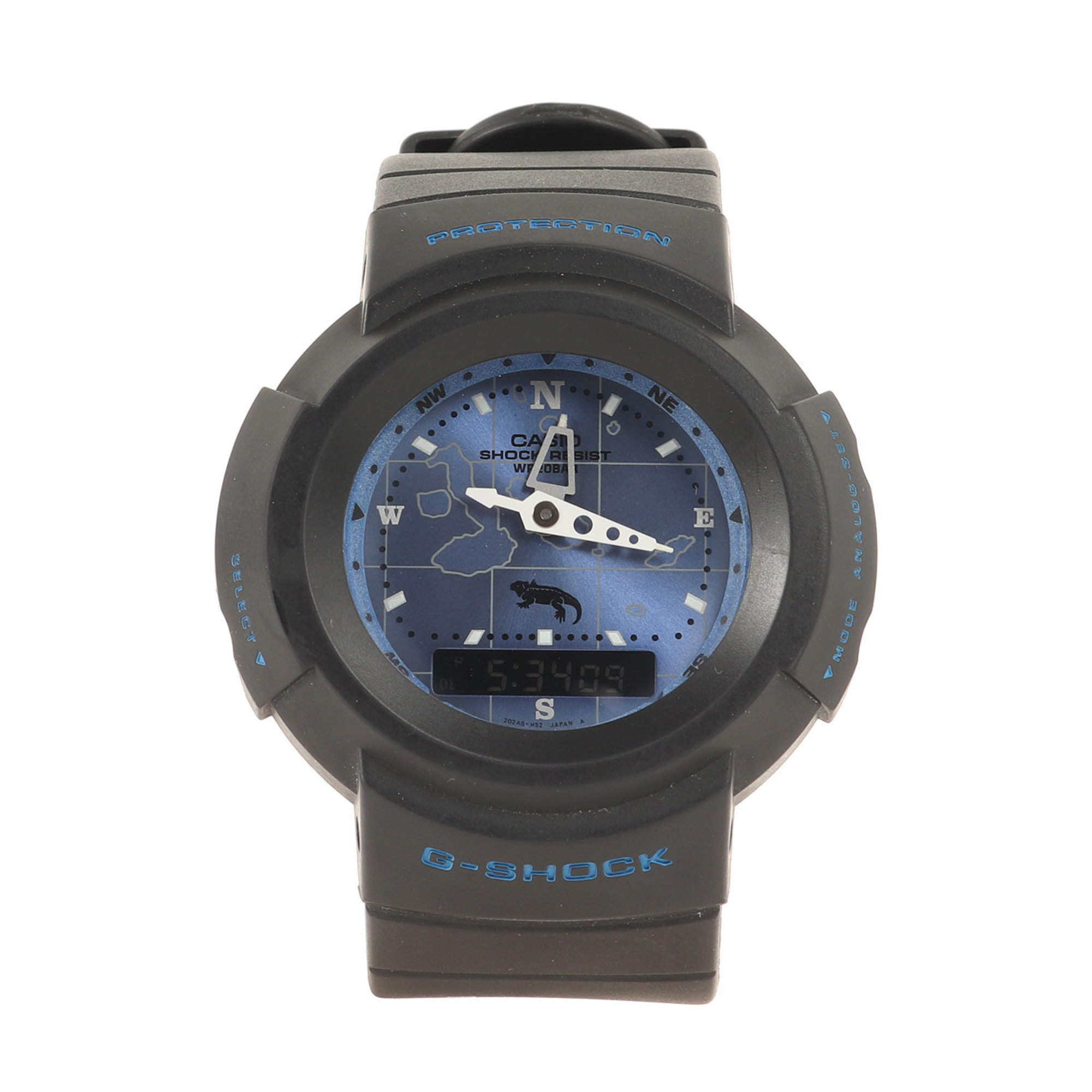 G-SHOCK 90s AW-500D-2ET Galapagos Darwin Research Station Land Iguana Digital Analog Blue Watch Black 1999 CASIO Men's