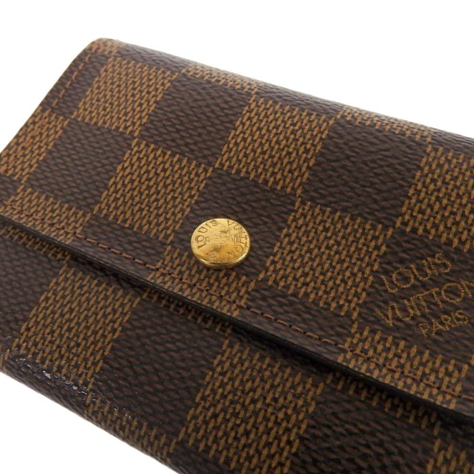 Louis Vuitton Damier Porto Monnaie Plat Coin Purse N61930 Ebene