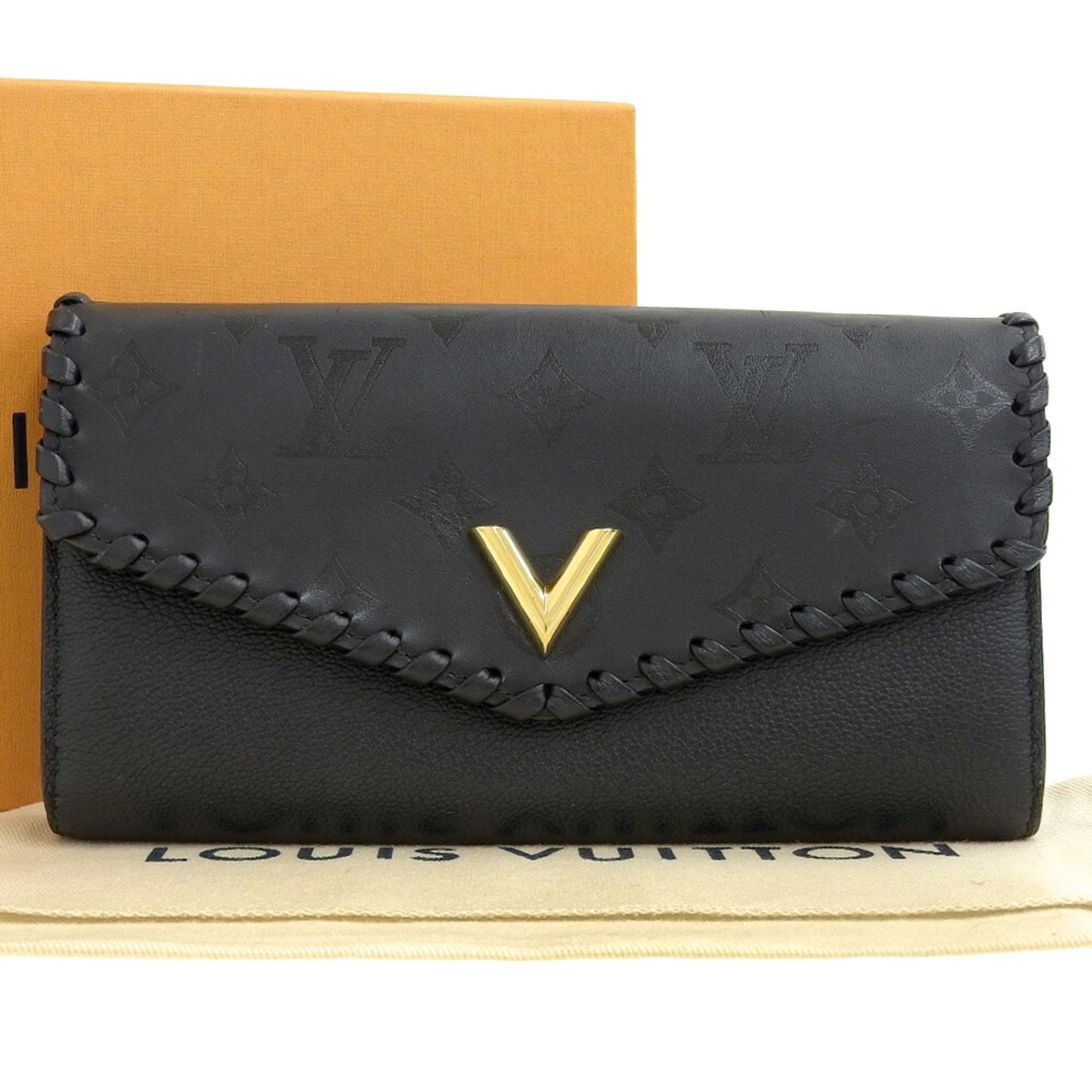 Louis Vuitton LOUIS VUITTON Portefeuille Very M62059 Monogrammed Long Wallet Leather Noir