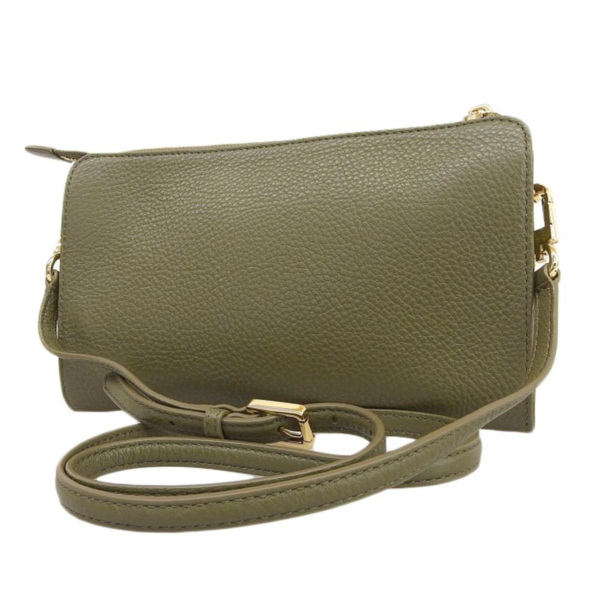 TORY BURCH Shoulder Bag 49123 Khaki Leather