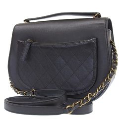 CHANEL Coco Mark Bag A93460 with sticker, 24th series, handbag, shoulder bag, calfskin, black