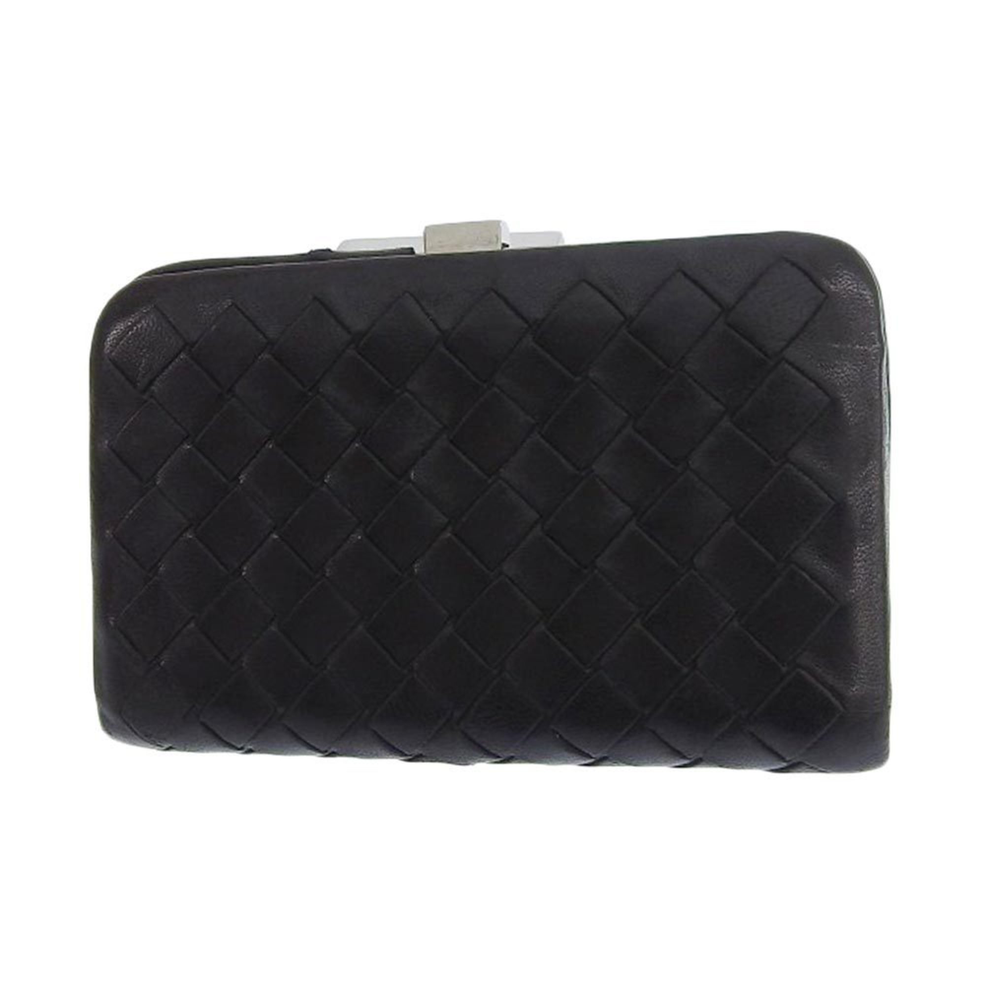 BOTTEGA VENETA Intrecciato Slide Coin Case 200740 Purse Lambskin Black