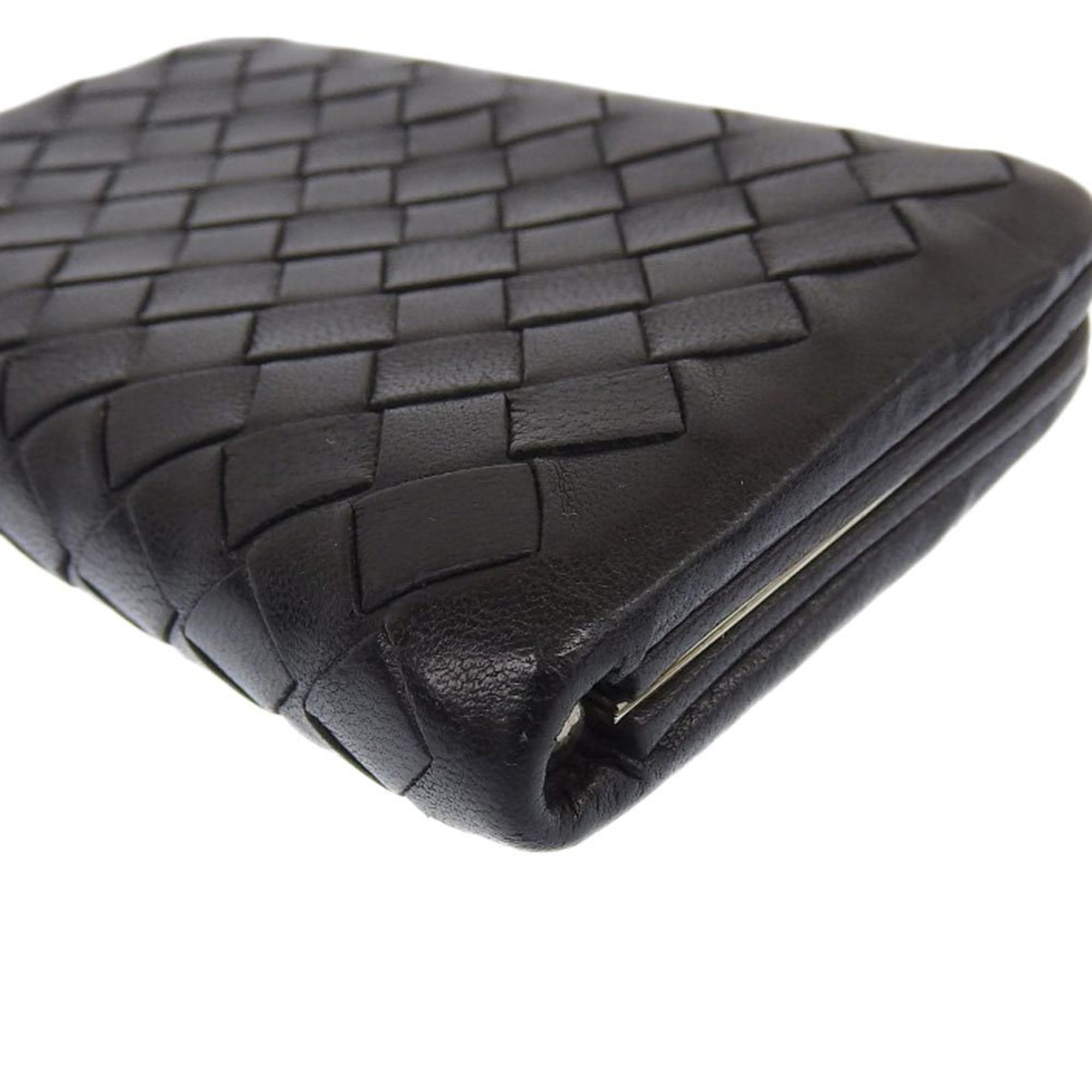 BOTTEGA VENETA Intrecciato Slide Coin Case 200740 Purse Lambskin Black