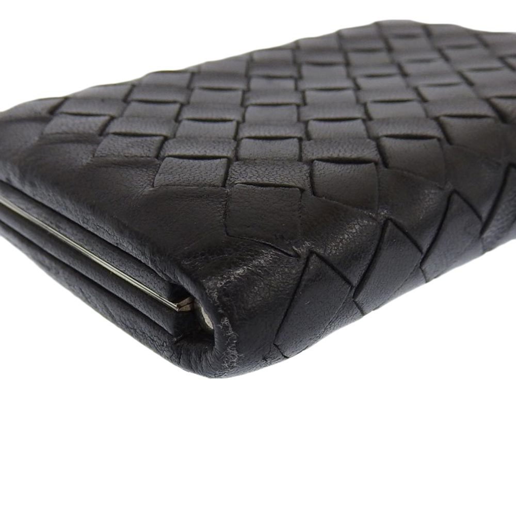 BOTTEGA VENETA Intrecciato Slide Coin Case 200740 Purse Lambskin Black