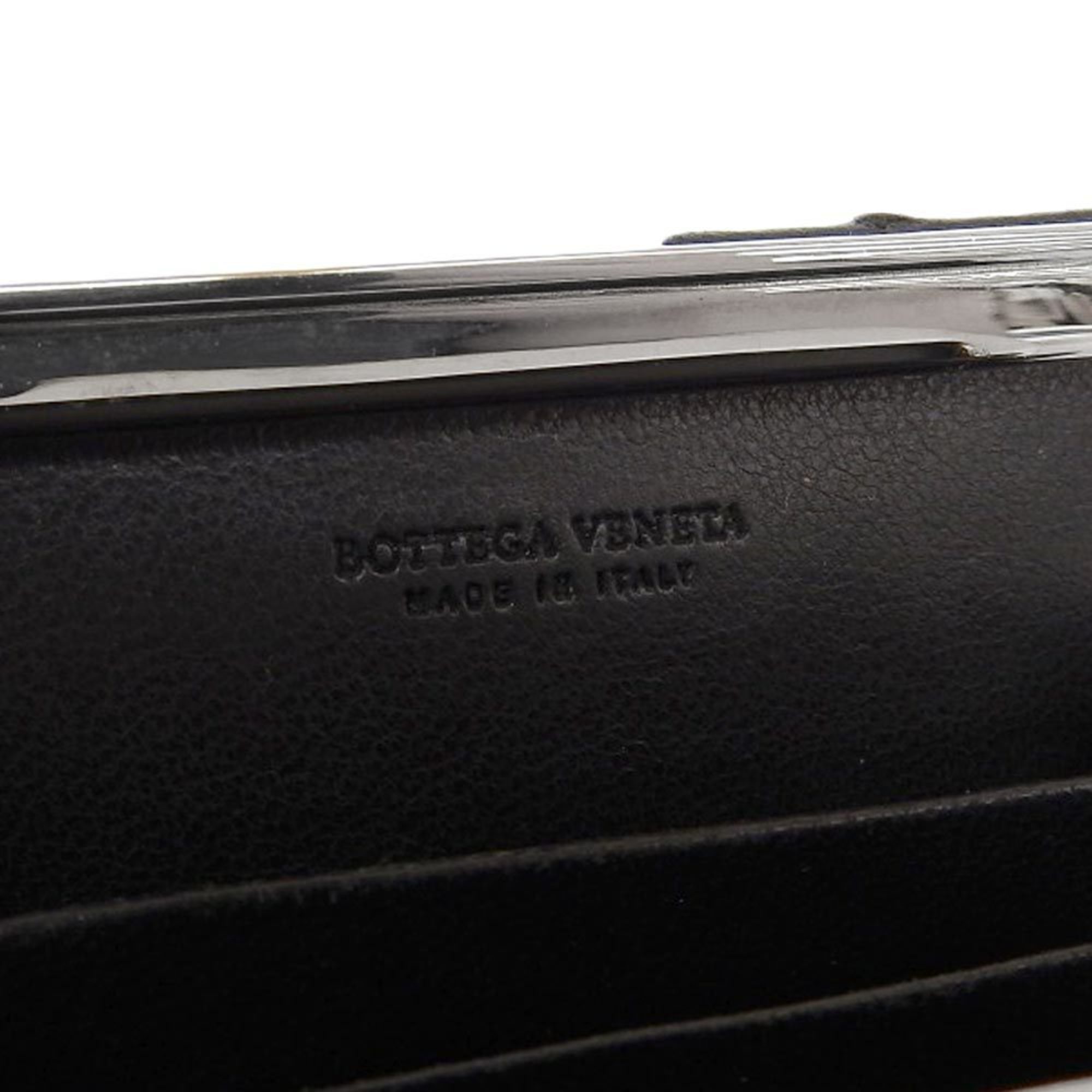 BOTTEGA VENETA Intrecciato Slide Coin Case 200740 Purse Lambskin Black