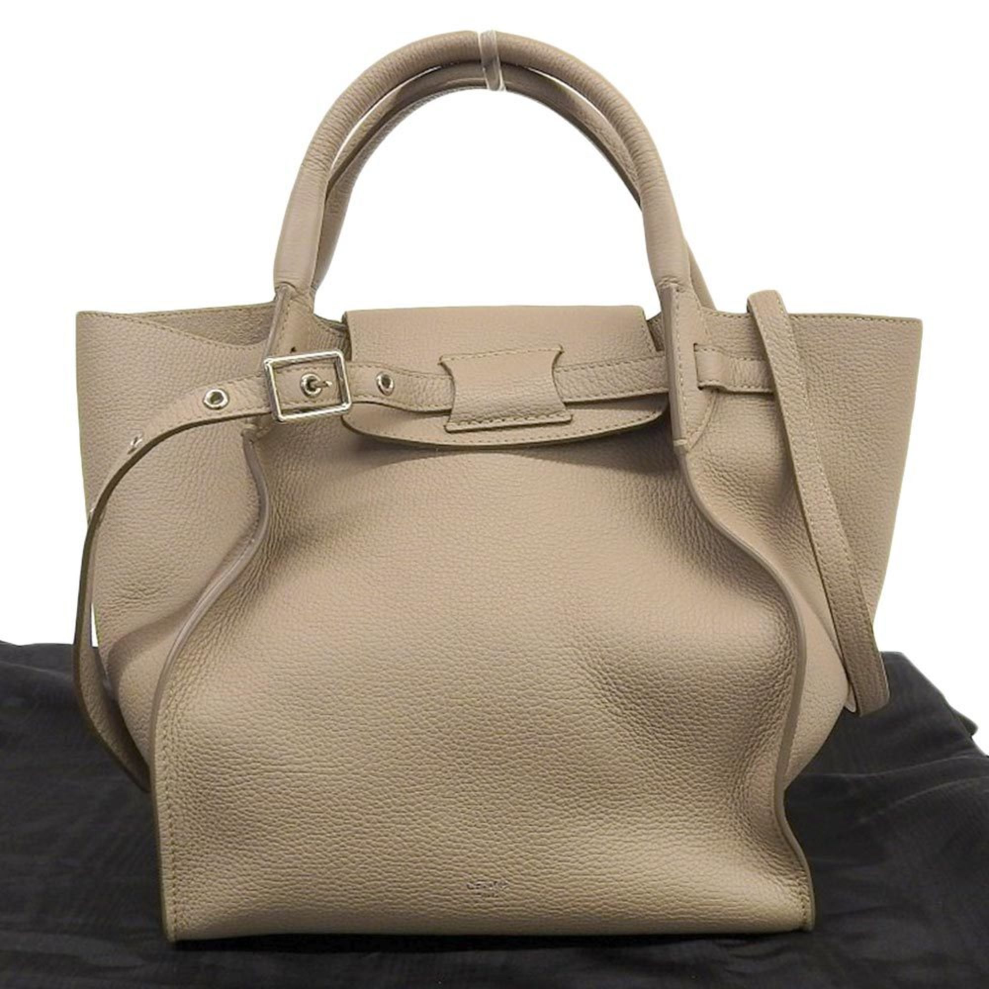 CELINE Big Bag Small 183313 Handbag Shoulder Leather Beige