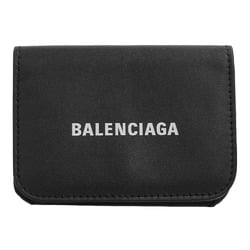 BALENCIAGA Compact Wallet 594312 Double Folding Leather Black